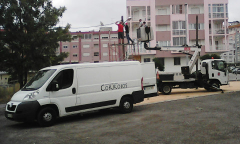 Cabo aéreo no parque de autocaravanas