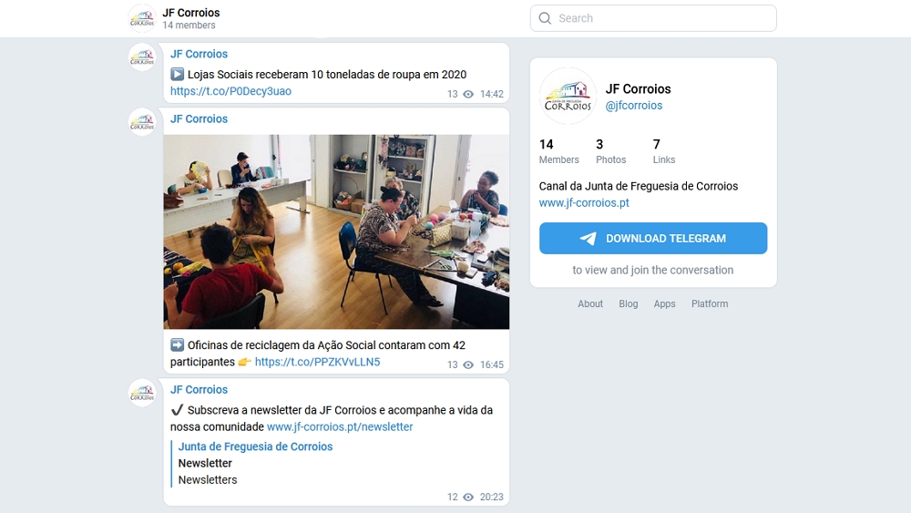 Junta de Freguesia lança canal no Telegram